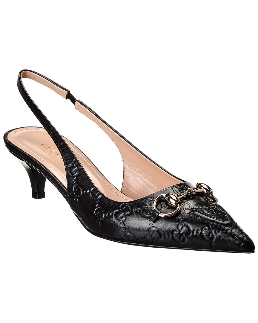 Gucci Horsebit Leather Slingback Pump Black