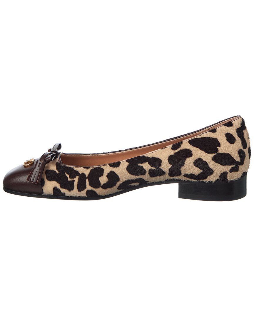 Valentino Vlogo 25 Valet Du Roi Leather & Haircalf Ballerina Flat