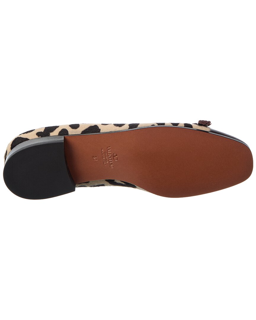 Valentino Vlogo 25 Valet Du Roi Leather & Haircalf Ballerina Flat