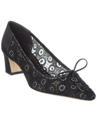 Manolo Blahnik Martebal 50 Lace & Satin Pump