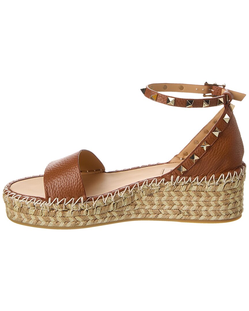 Valentino Rockstud 55 Grainy Leather Platform Sandal