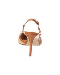 Valentino Vlogo Signature 80 Raffia & Leather Slingback Pump