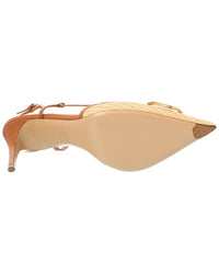 Valentino Vlogo Signature 80 Raffia & Leather Slingback Pump
