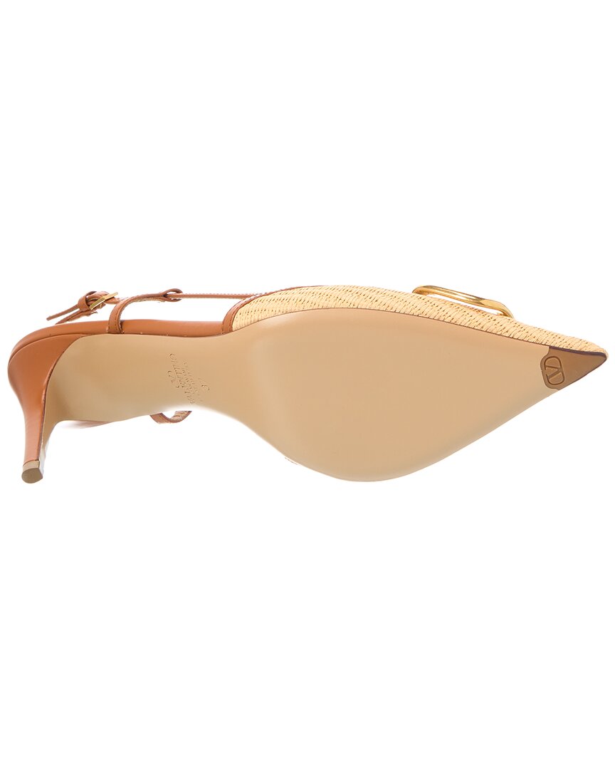 Valentino Vlogo Signature 80 Raffia & Leather Slingback Pump