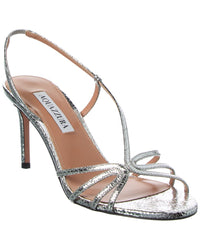 Aquazzura Talk To Me 75 Snake-Embossed Leather Slingback Sandal