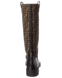 FENDI Fendi Filo Ff Jacquard Canvas & Leather Knee-High Boot