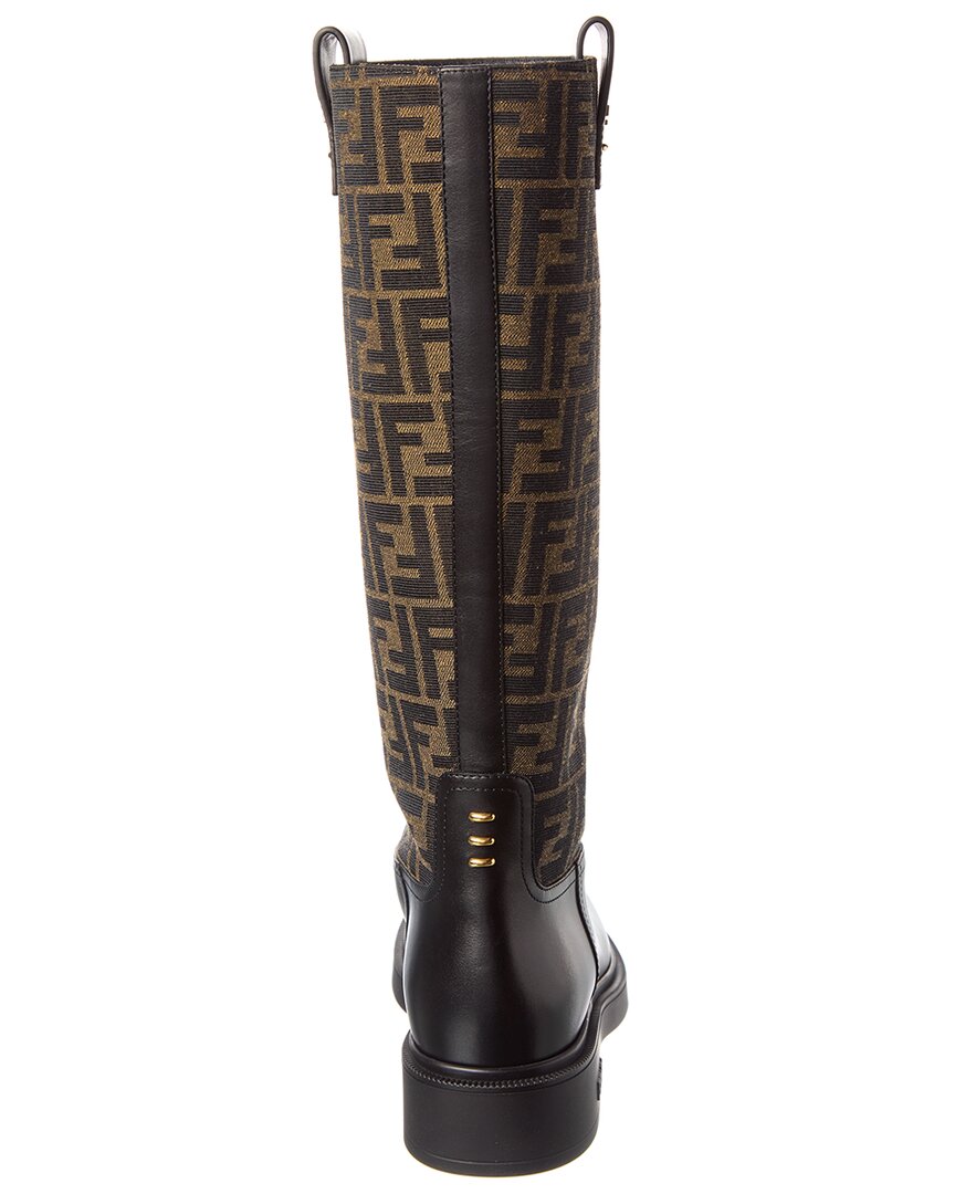 FENDI Fendi Filo Ff Jacquard Canvas & Leather Knee-High Boot