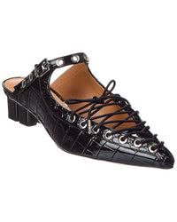 Ganni Croc-Embossed Patent Mule