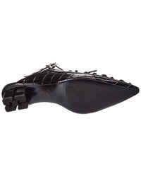 Ganni Croc-Embossed Patent Mule