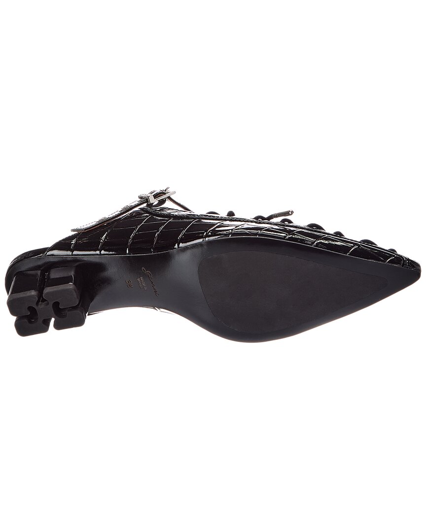 Ganni Croc-Embossed Patent Mule