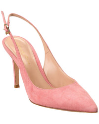 Gianvito Rossi Ribbon Sling 85 Suede Pump 37 Beige