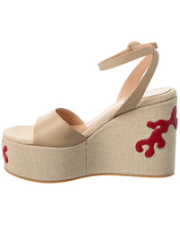 Gianvito Rossi Malia Canvas & Leather Wedge Sandal