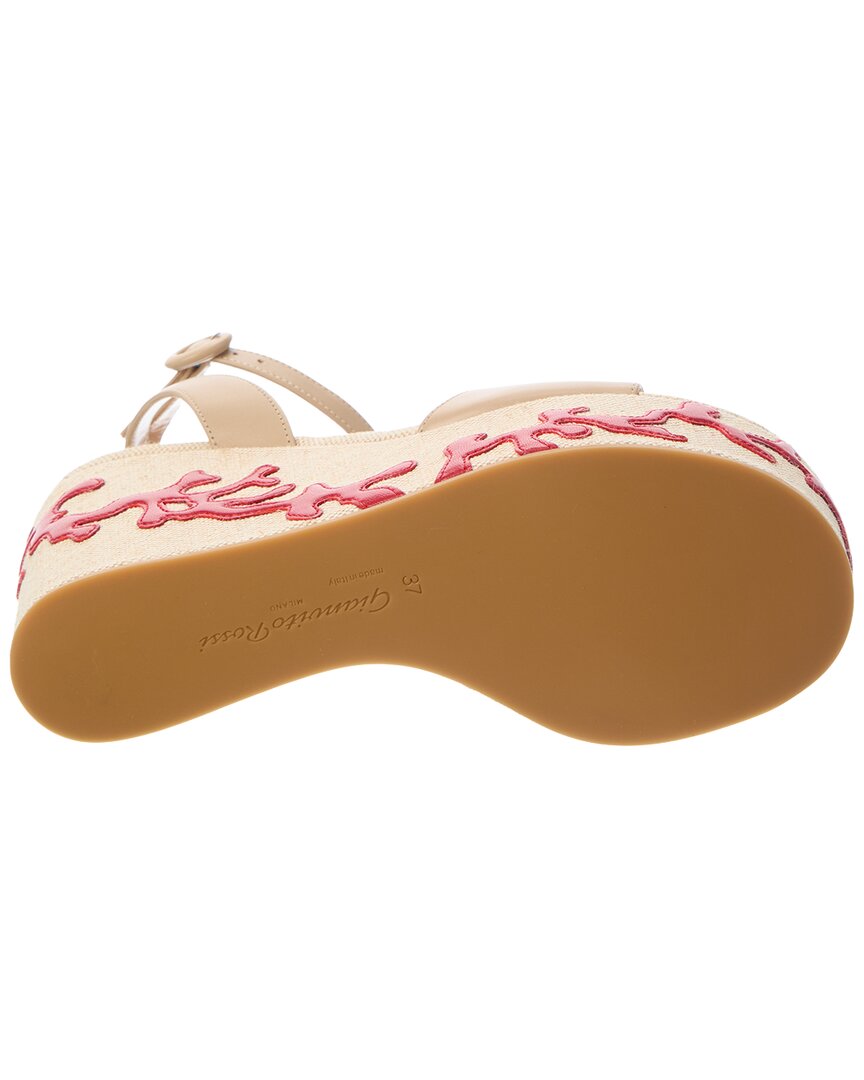 Gianvito Rossi Malia Canvas & Leather Wedge Sandal
