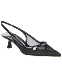 Jimmy Choo Amita 45 Glitter Mesh & Patent Slingback Pump