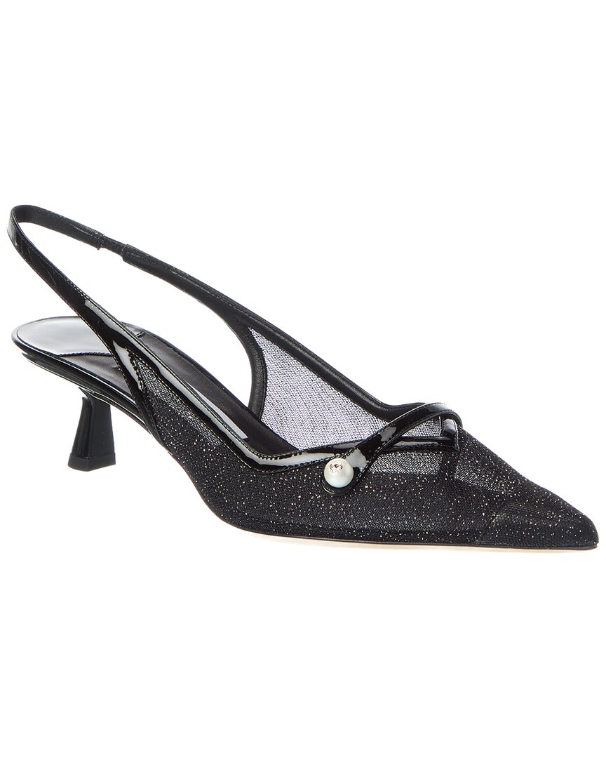 Jimmy Choo Amita 45 Glitter Mesh & Patent Slingback Pump