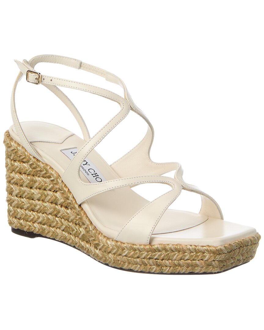 Jimmy Choo Ayla 85 Leather Wedge Sandal