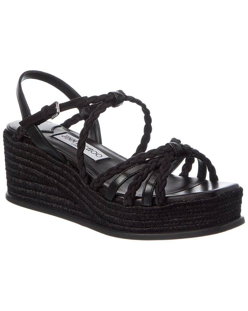 Jimmy Choo Nyra 60 Suede & Leather Wedge Sandal