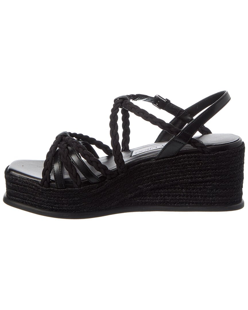 Jimmy Choo Nyra 60 Suede & Leather Wedge Sandal
