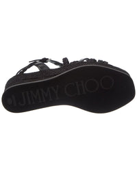 Jimmy Choo Nyra 60 Suede & Leather Wedge Sandal
