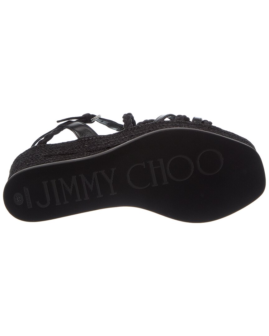 Jimmy Choo Nyra 60 Suede & Leather Wedge Sandal