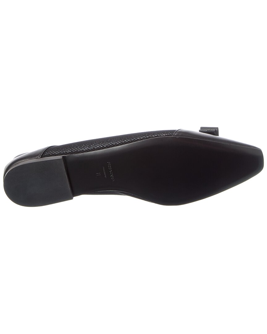 Ferragamo Vara Bow Leather & Canvas Ballet Flat
