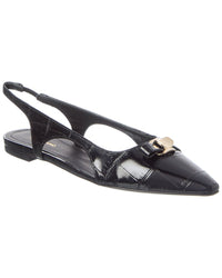 Ferragamo Logo Leather Ballet Flat
