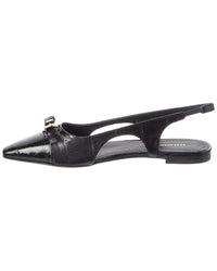 Ferragamo Logo Leather Ballet Flat