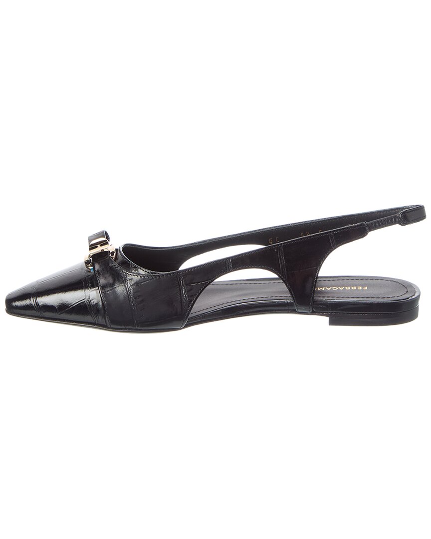 Ferragamo Logo Leather Ballet Flat