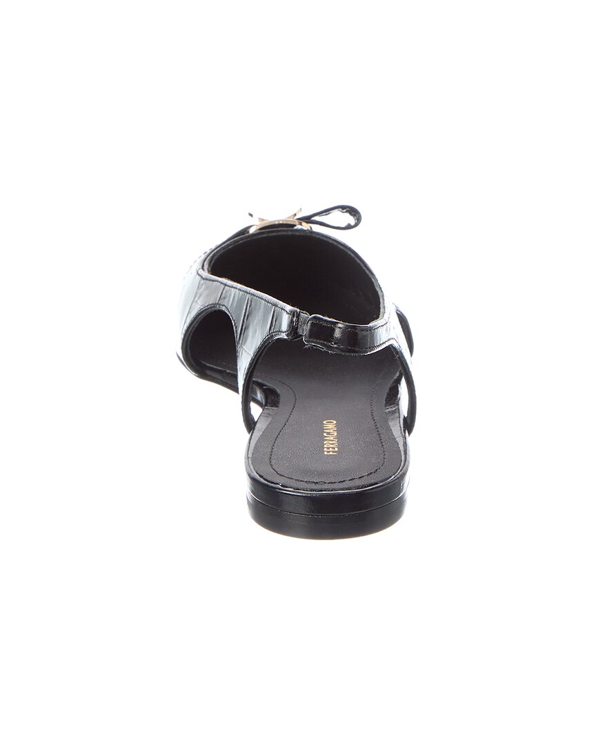 Ferragamo Logo Leather Ballet Flat