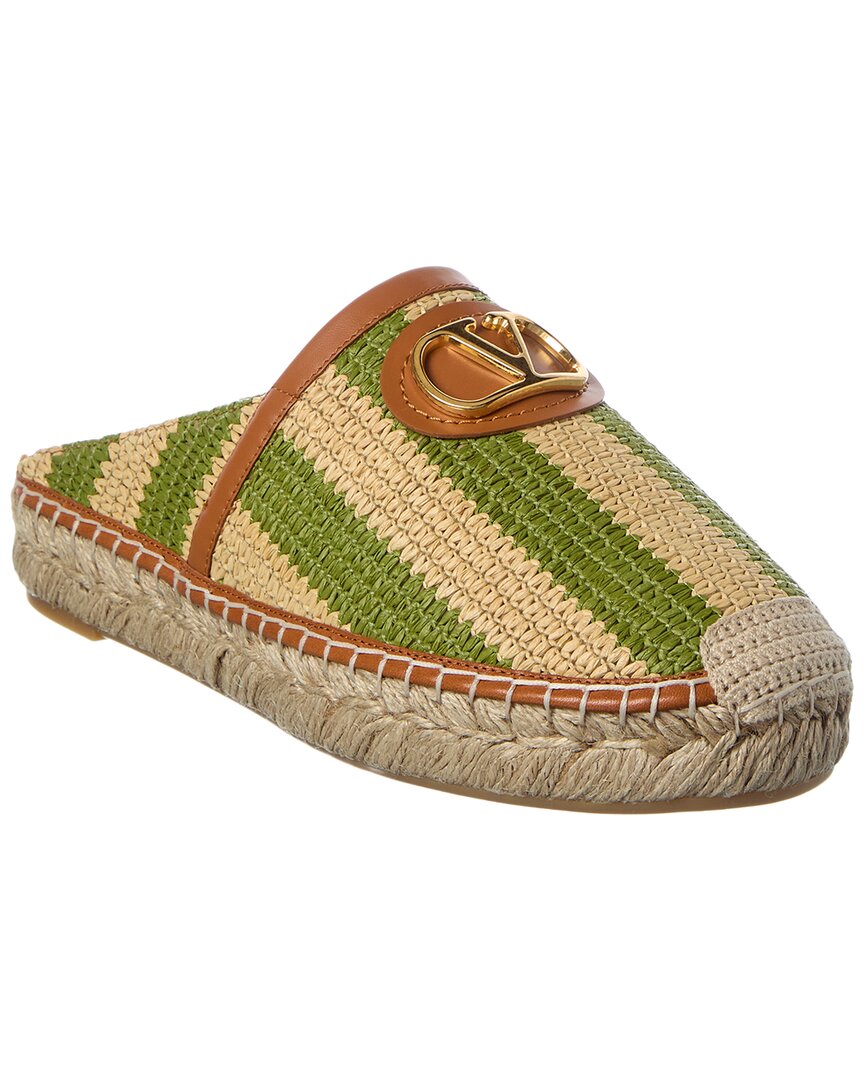 Valentino Vlogo Signature Straw & Leather Mule