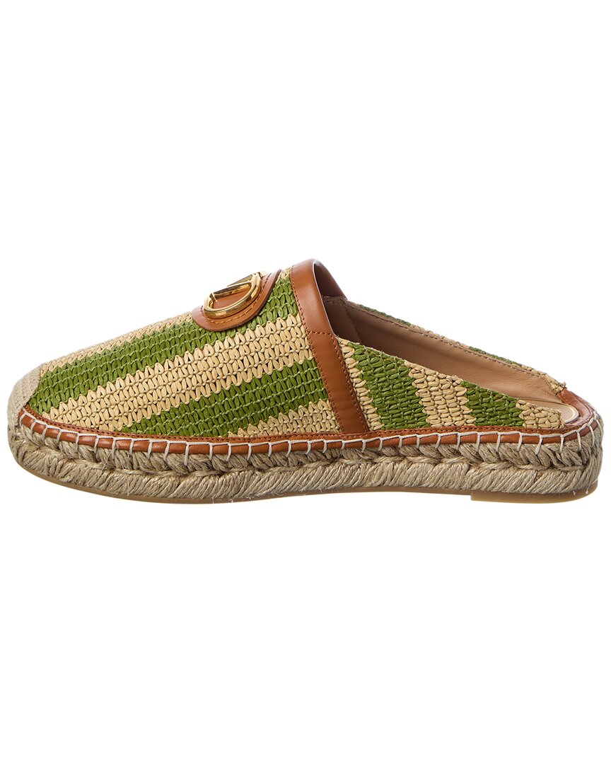Valentino Vlogo Signature Straw & Leather Mule