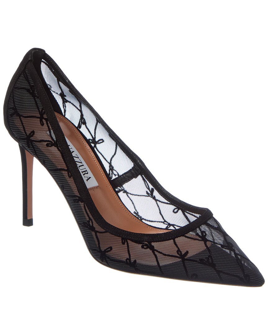 Aquazzura Nude 85 Mesh & Suede Pump