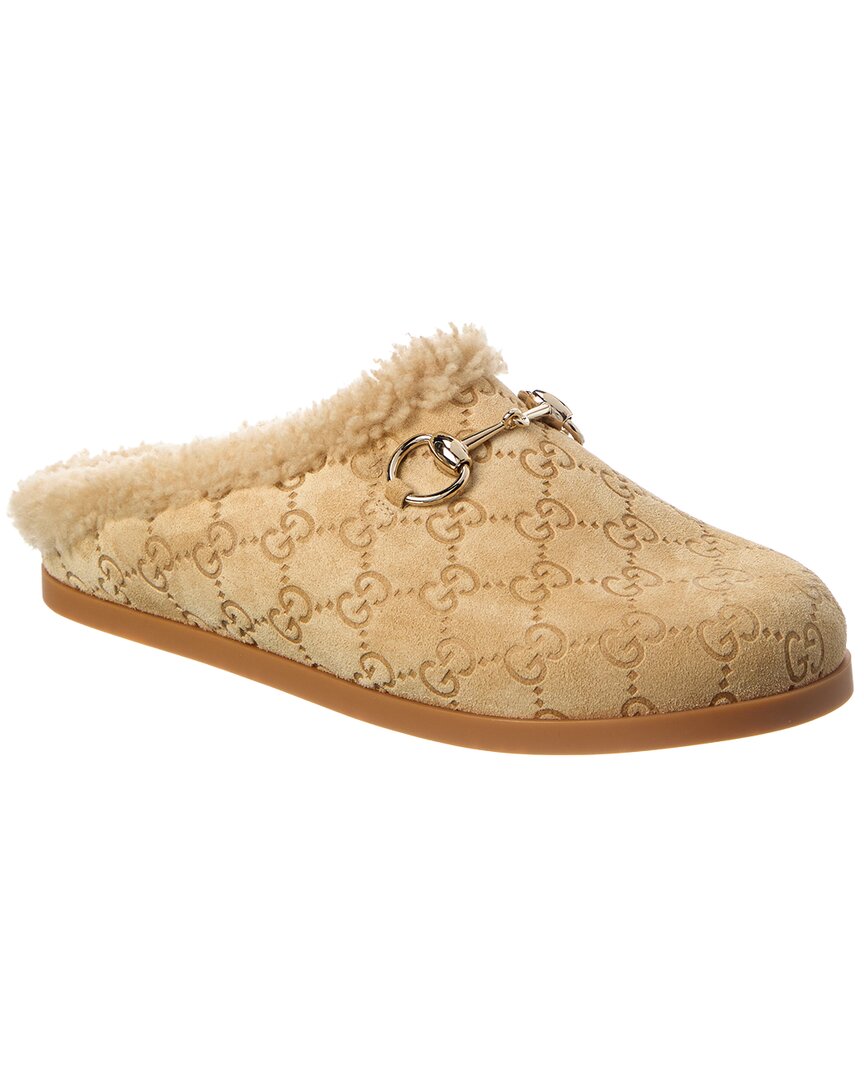 Gucci Horsebit Gg Suede Mule