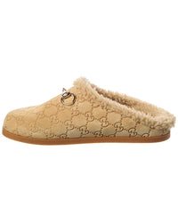 Gucci Horsebit Gg Suede Mule