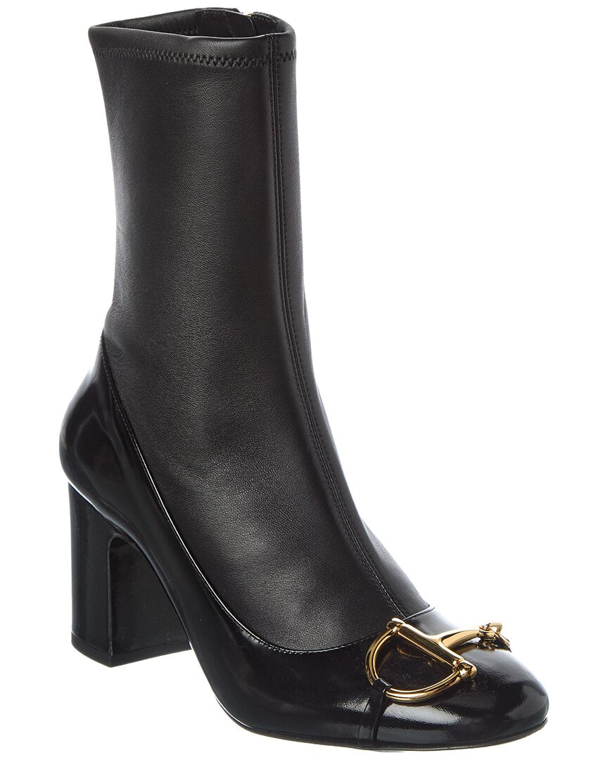 Gucci Gucci Half Horsebit Leather Bootie