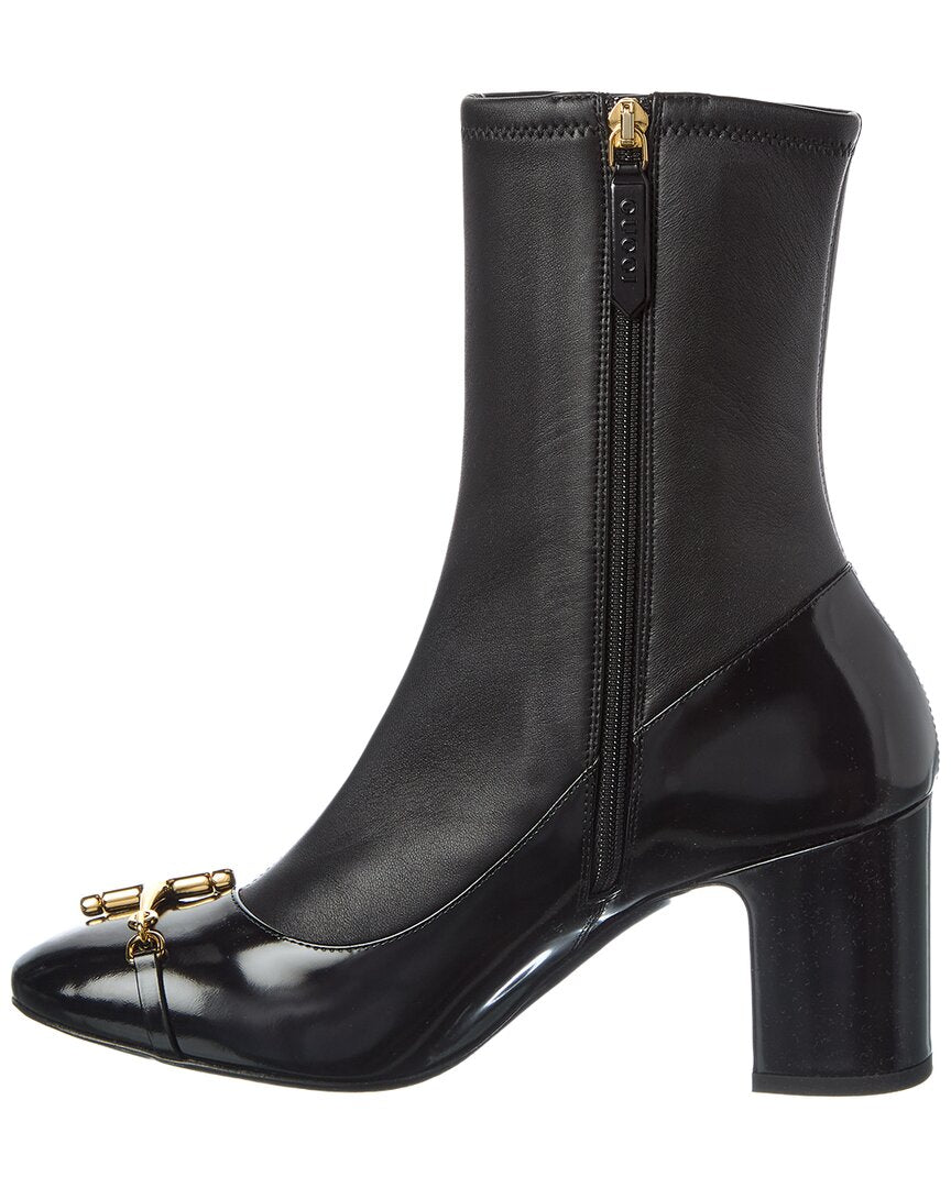 Gucci Gucci Half Horsebit Leather Bootie