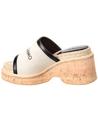 Ferragamo Sole Canvas & Leather Platform Sandal