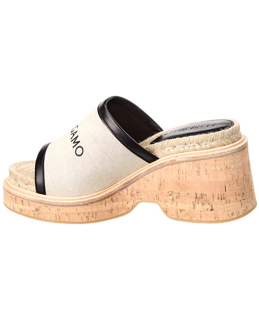 Ferragamo Sole Canvas & Leather Platform Sandal