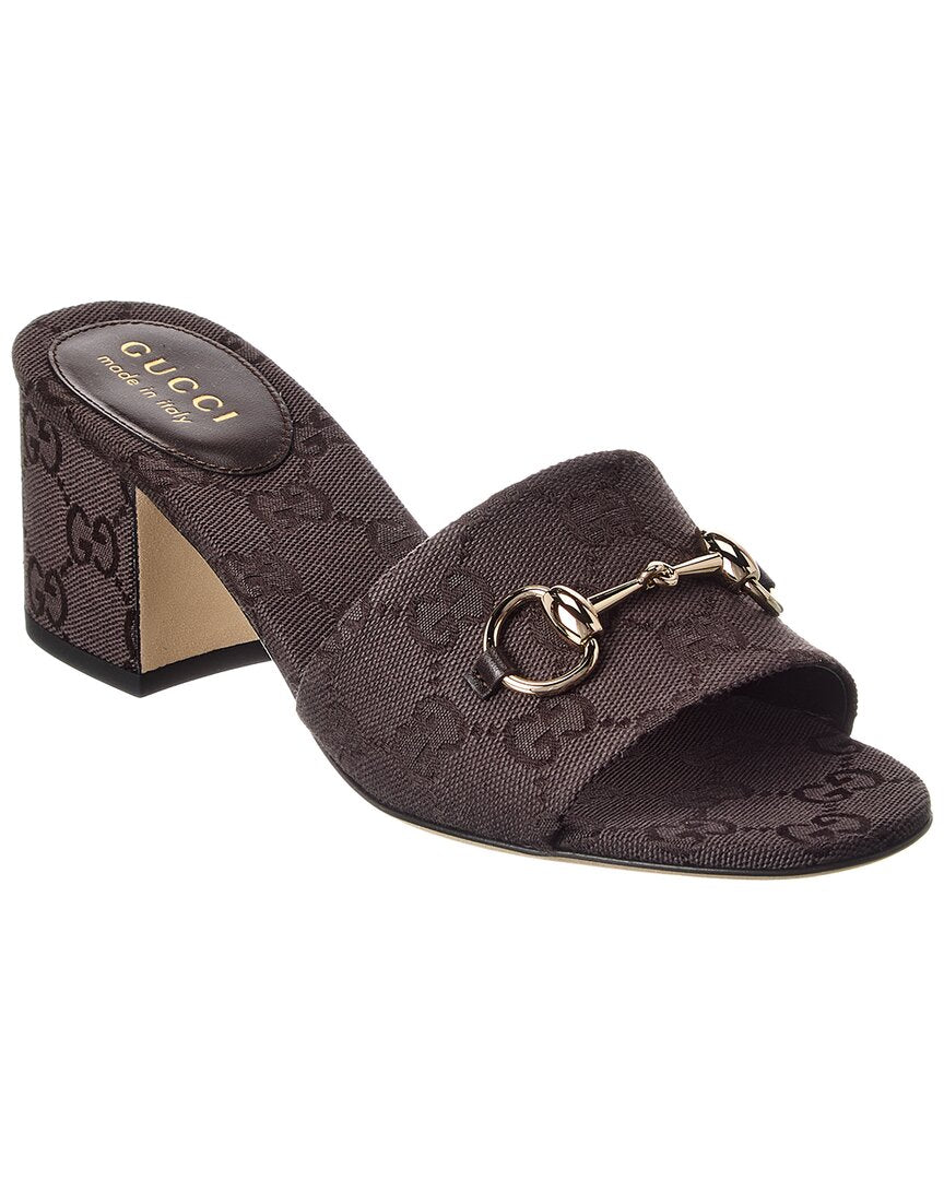 Gucci Horsebit Gg Canvas Sandal