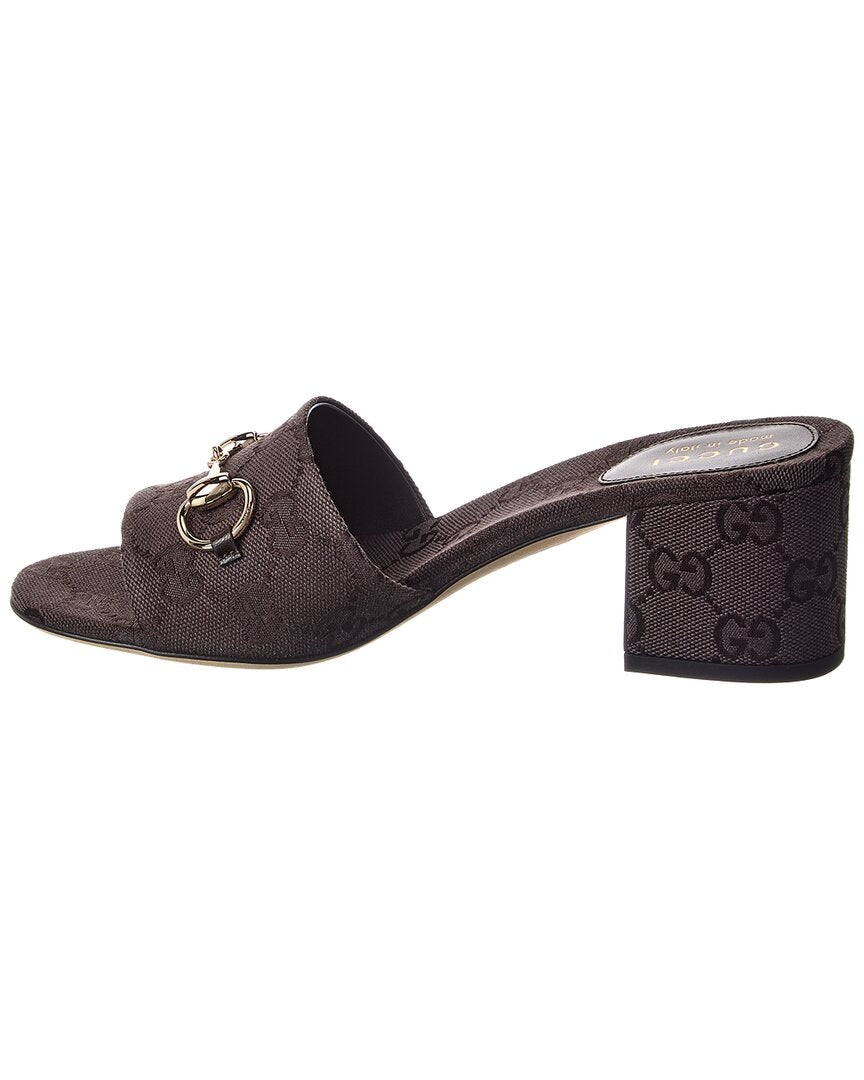Gucci Horsebit Gg Canvas Sandal