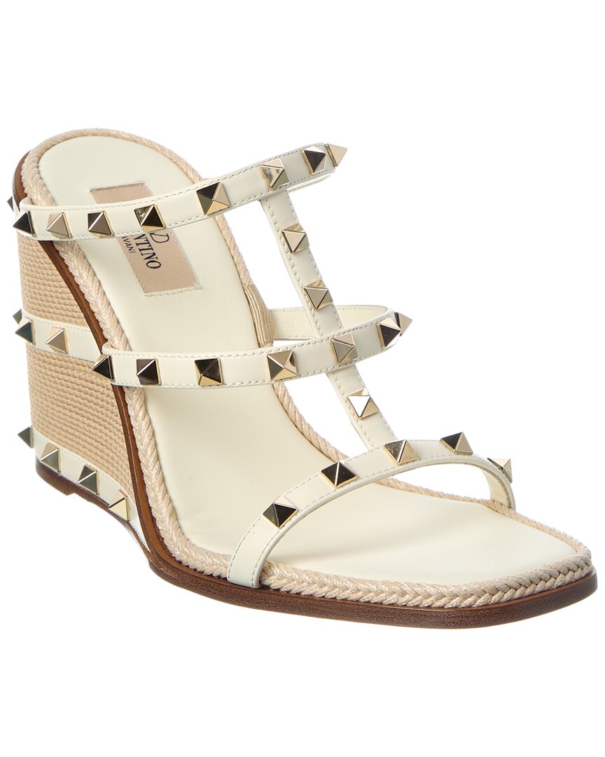 Valentino Rockstud 100 Leather Wedge Sandal