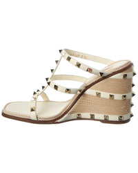 Valentino Rockstud 100 Leather Wedge Sandal