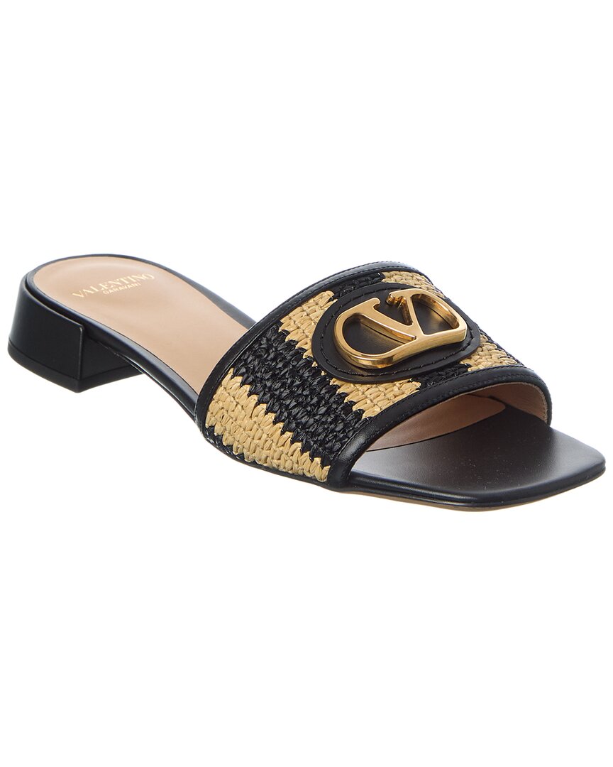 Valentino Vlogo Signature 20 Straw & Leather Sandal