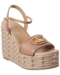 Valentino Vlogo Signature 120 Grainy Leather Wedge Sandal