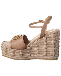Valentino Vlogo Signature 120 Grainy Leather Wedge Sandal
