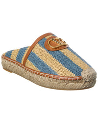 Valentino Vlogo Signature Straw & Leather Mule