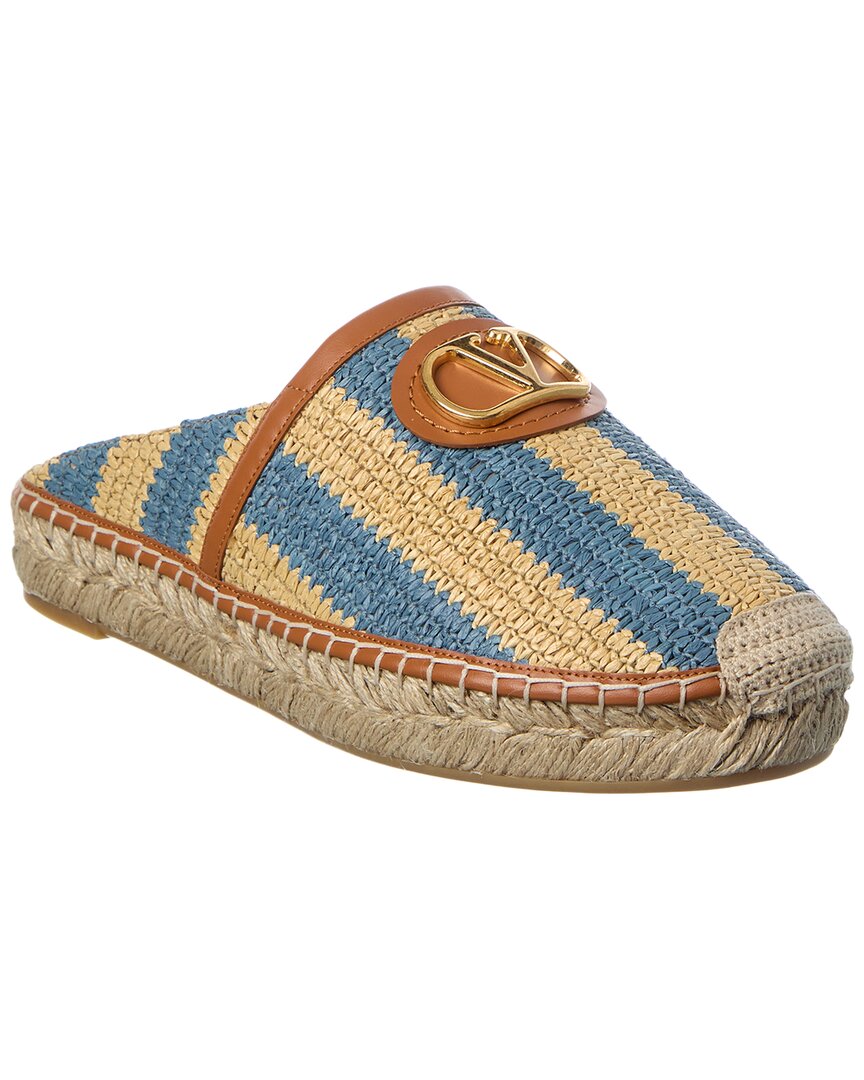 Valentino Vlogo Signature Straw & Leather Mule