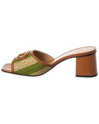 Valentino Vlogo 60 Straw & Leather Sandal