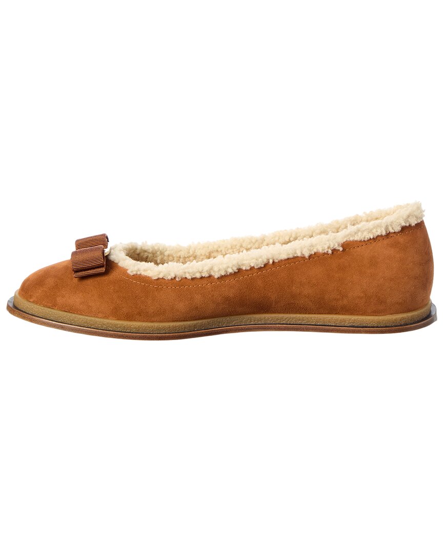 Ferragamo Ferragamo Varina Suede & Wool Ballet Flat