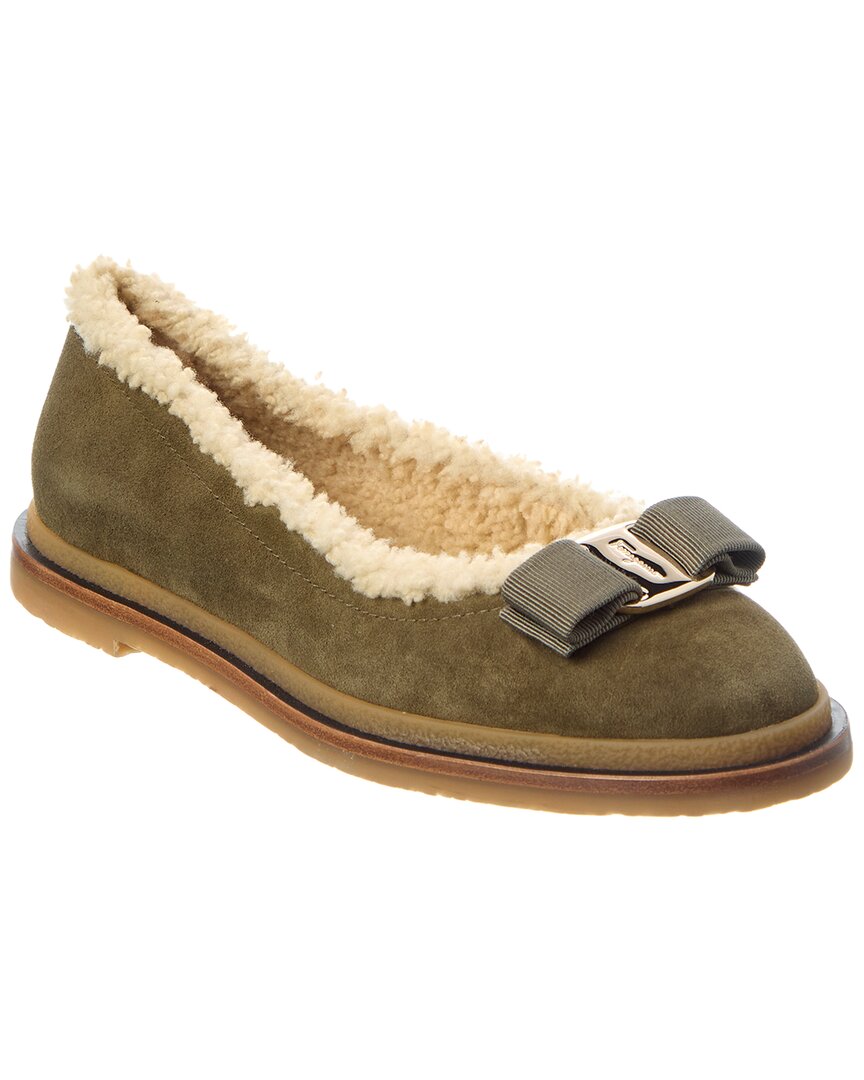 Ferragamo Ferragamo Varina Suede & Wool Ballet Flat
